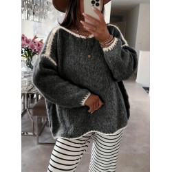 Kadın Uzun Kollu Kayık Yaka Triko Bluz, 30455