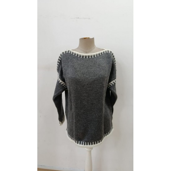 Kadın Uzun Kollu Kayık Yaka Triko Bluz, 30455