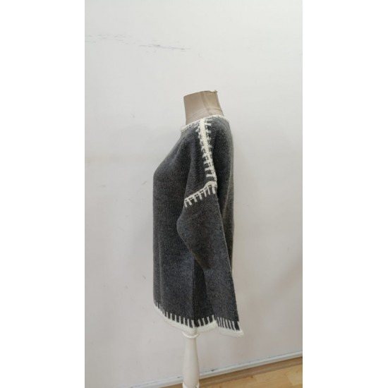 Kadın Uzun Kollu Kayık Yaka Triko Bluz, 30455