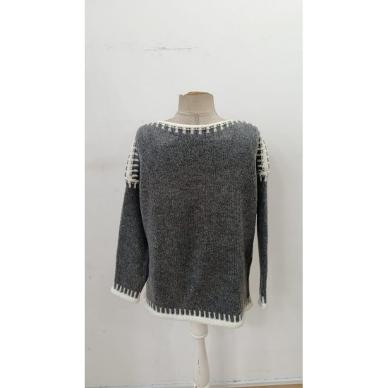 Kadın Uzun Kollu Kayık Yaka Triko Bluz, 30455