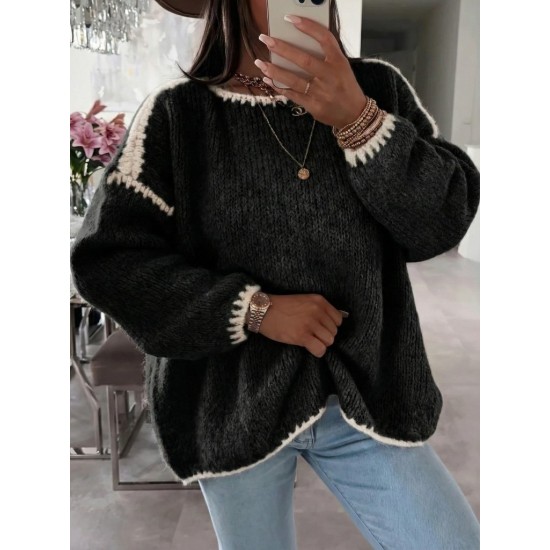 Kadın Uzun Kollu Kayık Yaka Triko Bluz, 30453