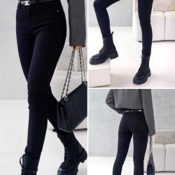 Kadın Yüksek Bel Cepli Kemersiz Kot Pantolon , 30459