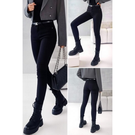 Kadın Yüksek Bel Cepli Kemersiz Kot Pantolon , 30459