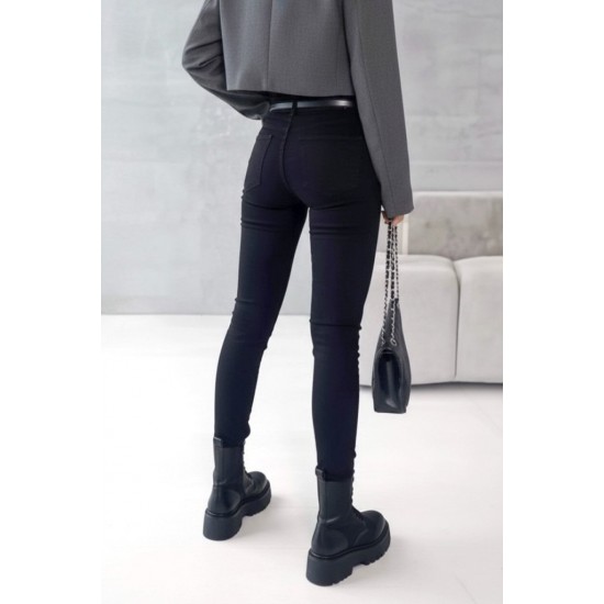 Kadın Yüksek Bel Cepli Kemersiz Kot Pantolon , 30459