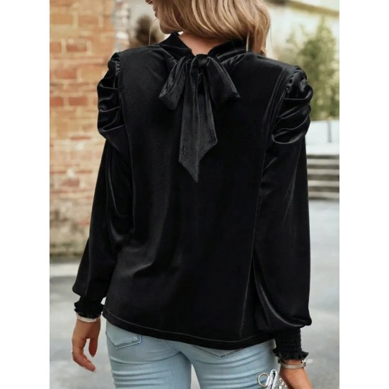 Kadın Uzun Kollu Balıkçı Yaka Damla Detaylı Kadife Bluz, 30456 Kadın Uzun Kollu Balıkçı Yaka Damla Detaylı Kadife Bluz, 30456