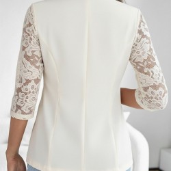 Kadın Uzun Kollu Truvakar Kol önden Düğmeli Cepli Dantelli Atlas Ceket , 29839