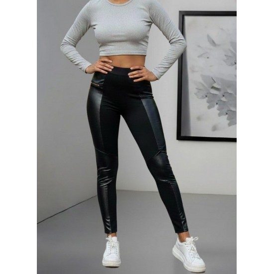 Kadın Yüksek Bel Yan şerit Deri Detay Fermuarlı Dalgıç Tayt , 30476 Kadın Yüksek Bel Yan şerit Deri Detay Fermuarlı Dalgıç Tayt , 30476