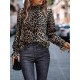 Kadın Uzun Kollu Gipe Detaylı Balıkçı Yaka Leopar Desenli Süprem Bluz, 30493