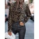 Kadın Uzun Kollu Gipe Detaylı Balıkçı Yaka Leopar Desenli Süprem Bluz, 30493