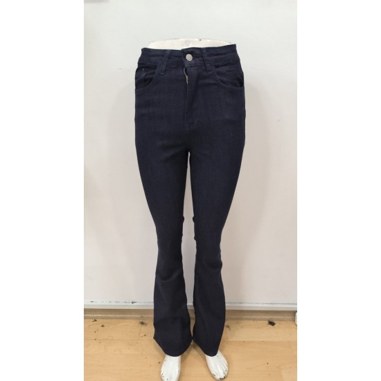 Kadın Yüksek Bel Cepli İspanyol Paçalı Kot Pantolon, 30488