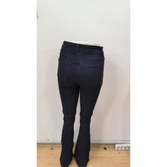 Kadın Yüksek Bel Cepli İspanyol Paçalı Kot Pantolon, 30488