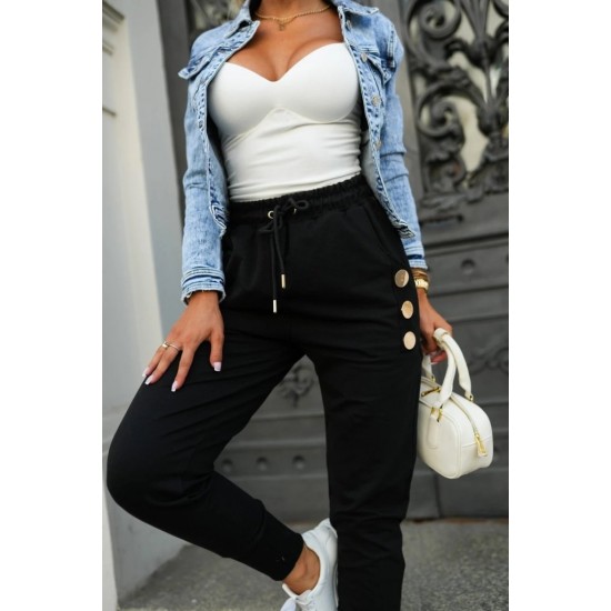 Kadın Yüksek Bel Lastikli Yanlardan Düğmeli Viskon Iki Iplik Pantolon , 30500