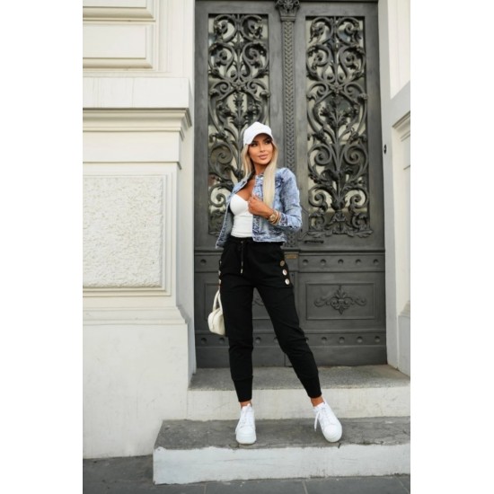 Kadın Yüksek Bel Lastikli Yanlardan Düğmeli Viskon Iki Iplik Pantolon , 30500