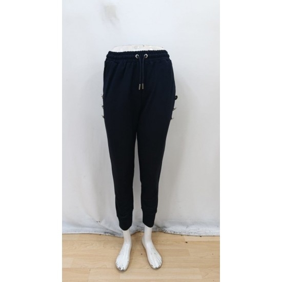 Kadın Yüksek Bel Lastikli Yanlardan Düğmeli Viskon Iki Iplik Pantolon , 30500