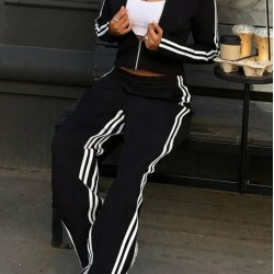 Kadın Uzun Kollu önden Fermuarlı Kısa Viskon Iki Iplik Bluz Ve Pantolon Ikili Takım , 30522