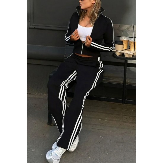 Kadın Uzun Kollu önden Fermuarlı Kısa Viskon Iki Iplik Bluz Ve Pantolon Ikili Takım , 30522