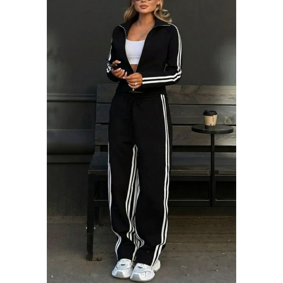 Kadın Uzun Kollu önden Fermuarlı Kısa Viskon Iki Iplik Bluz Ve Pantolon Ikili Takım , 30522