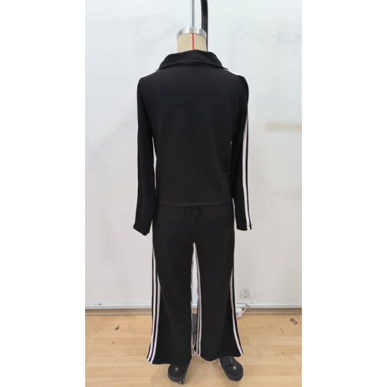 Kadın Uzun Kollu önden Fermuarlı Kısa Viskon Iki Iplik Bluz Ve Pantolon Ikili Takım , 30522