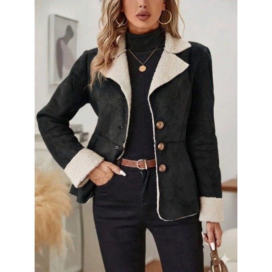 Kadın Uzun Kollu önden Düğmeli Cep Detaylı Kısa Süet Ceket, 30530 Kadın Uzun Kollu önden Düğmeli Cep Detaylı Kısa Süet Ceket, 30530