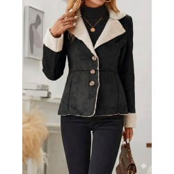 Kadın Uzun Kollu önden Düğmeli Cep Detaylı Kısa Süet Ceket, 30530