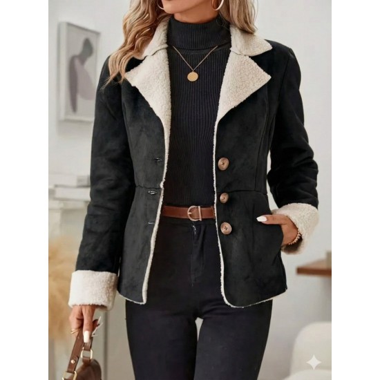 Kadın Uzun Kollu önden Düğmeli Cep Detaylı Kısa Süet Ceket, 30530 Kadın Uzun Kollu önden Düğmeli Cep Detaylı Kısa Süet Ceket, 30530