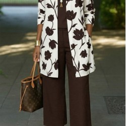 Kadın Uzun Kollu önü Açık Modal Ceket Kolsuz Viskon Iki Iplik Bluz Ve Pantolon üçlü Takım, 30539