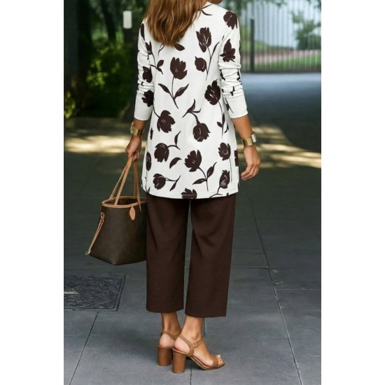 Kadın Uzun Kollu önü Açık Modal Ceket Kolsuz Viskon Iki Iplik Bluz Ve Pantolon üçlü Takım, 30539