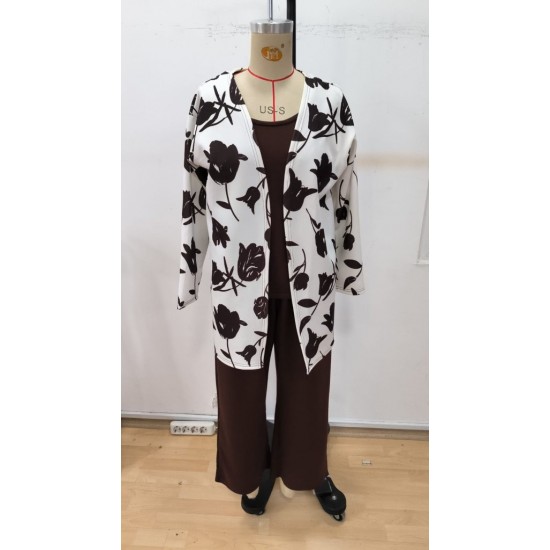 Kadın Uzun Kollu önü Açık Modal Ceket Kolsuz Viskon Iki Iplik Bluz Ve Pantolon üçlü Takım, 30539