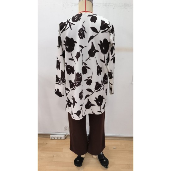 Kadın Uzun Kollu önü Açık Modal Ceket Kolsuz Viskon Iki Iplik Bluz Ve Pantolon üçlü Takım, 30539