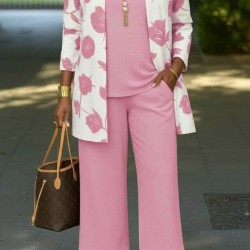 Kadın Uzun Kollu önü Açık Modal Ceket Kolsuz Viskon Iki Iplik Bluz Ve Pantolon üçlü Takım, 30538