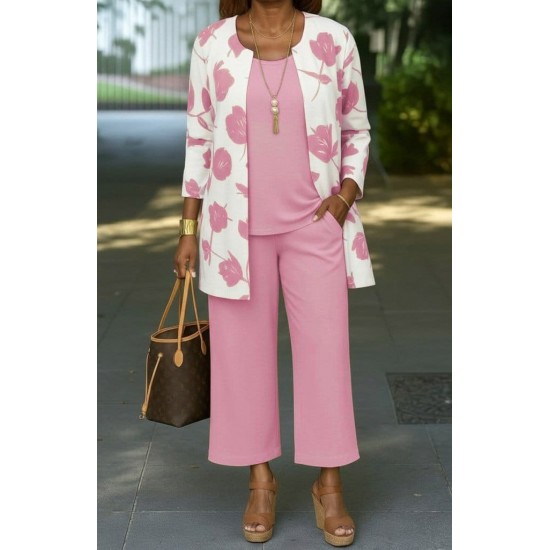 Kadın Uzun Kollu önü Açık Modal Ceket Kolsuz Viskon Iki Iplik Bluz Ve Pantolon üçlü Takım, 30538