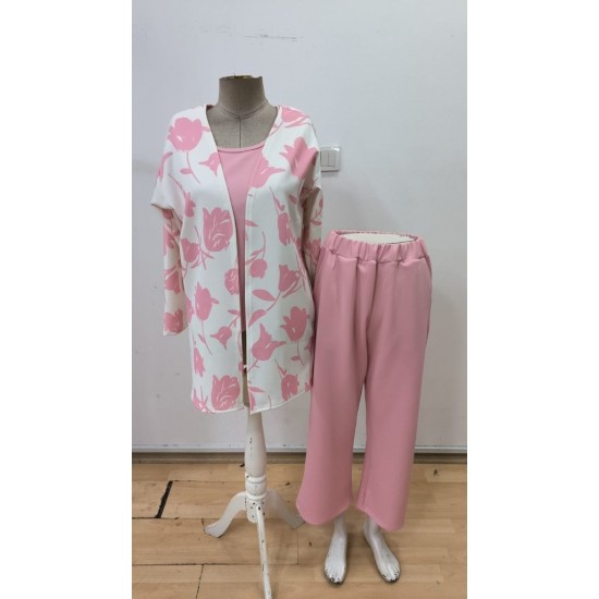 Kadın Uzun Kollu önü Açık Modal Ceket Kolsuz Viskon Iki Iplik Bluz Ve Pantolon üçlü Takım, 30538