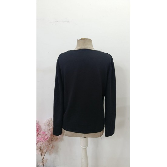 Kadın Uzun Kollu Geniş Yuvarlak Yaka Dantelli Viskon Iki Iplik Bluz, 30541