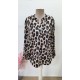 Kadın Uzun Kollu V Hakim Yakalı Leopar Desenli Süprem Bluz, 30540