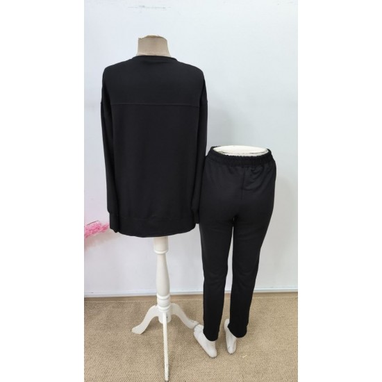 Kadın Uzun Kollu Bisiklet Yaka Nervurlu Viskon Iki Iplik Ve Tayt Pantolon Ikili Takım , 30551