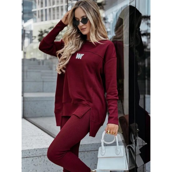 Kadın Uzun Kollu Bisiklet Yaka Nervurlu Viskon Iki Iplik Ve Tayt Pantolon Ikili Takım , 30550