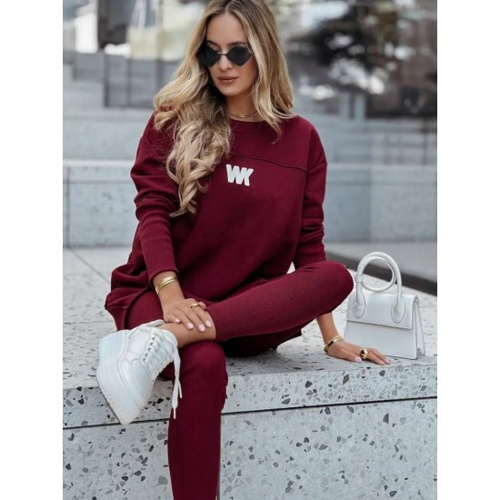 Kadın Uzun Kollu Bisiklet Yaka Nervurlu Viskon Iki Iplik Ve Tayt Pantolon Ikili Takım , 30550