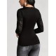 Kadın Uzun Kollu Dantelli Kruvaze Yakalı Yandan Büzgülü Viskon Bluz, 30548
