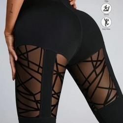 Kadın Yüksek Bel Tül Detaylı Spor Tayt, 30547