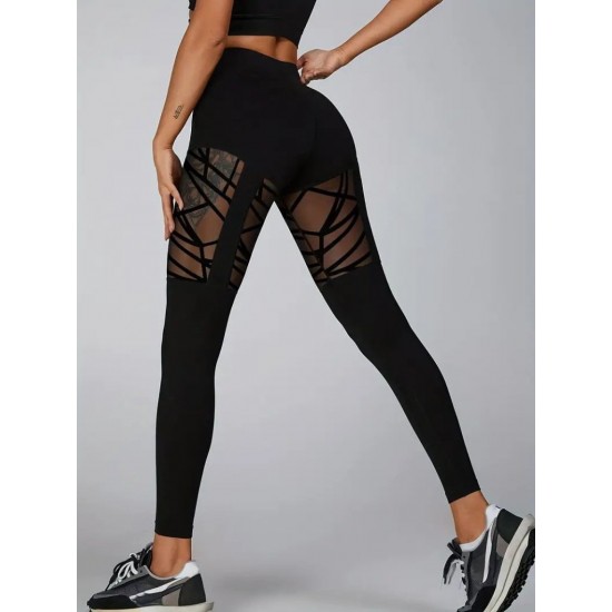 Kadın Yüksek Bel Tül Detaylı Spor Tayt, 30547