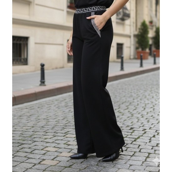 Kadın Yüksek Bel Beli Lastikli Genç Paçalı Ithal Krep Pantolon , 30558