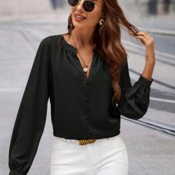 Kadın Uzun Kollu önden Düğmeli Hakim Yaka Ithal Krep Bluz, 30555 Kadın Uzun Kollu önden Düğmeli Hakim Yaka Ithal Krep Bluz, 30555