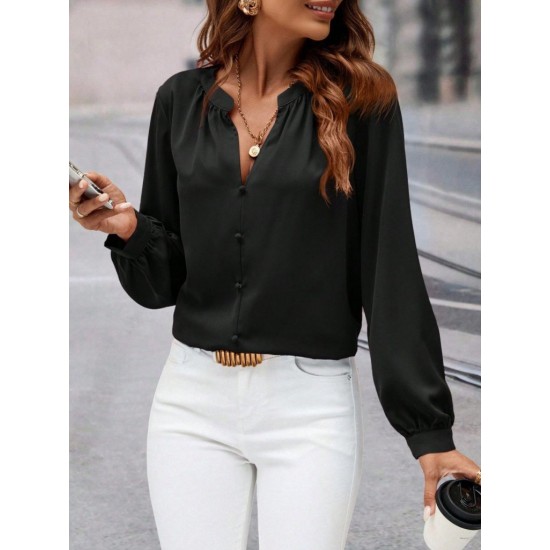 Kadın Uzun Kollu önden Düğmeli Hakim Yaka Ithal Krep Bluz, 30555 Kadın Uzun Kollu önden Düğmeli Hakim Yaka Ithal Krep Bluz, 30555