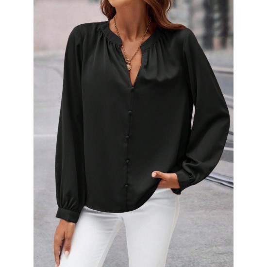 Kadın Uzun Kollu önden Düğmeli Hakim Yaka Ithal Krep Bluz, 30555 Kadın Uzun Kollu önden Düğmeli Hakim Yaka Ithal Krep Bluz, 30555