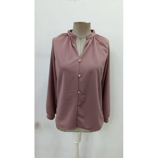 Kadın Uzun Kollu önden Düğmeli Hakim Yaka Ithal Krep Bluz, 30554