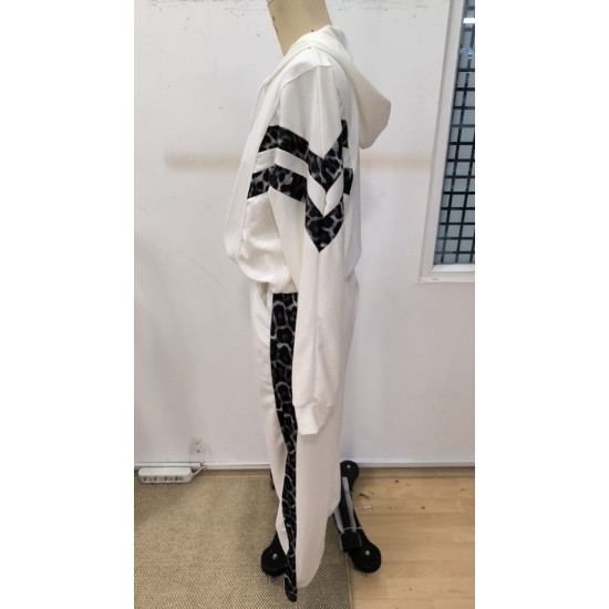 Kadın Uzun Kollu Kapşonlu önü Fermuarlı Leopar Desenli Modal Bluz Ve Pantolon Ikili Takım , 30552