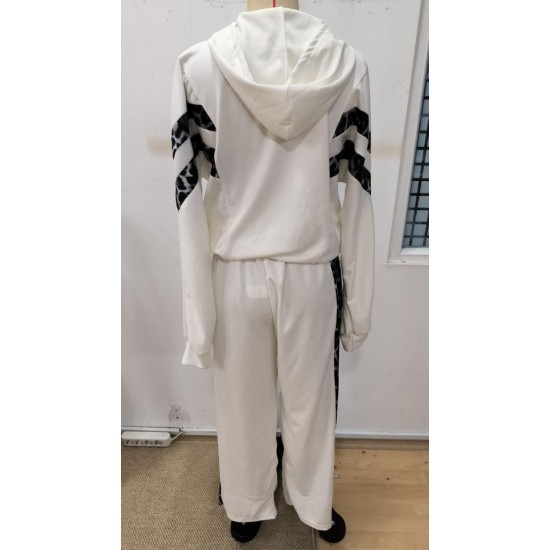 Kadın Uzun Kollu Kapşonlu önü Fermuarlı Leopar Desenli Modal Bluz Ve Pantolon Ikili Takım , 30552