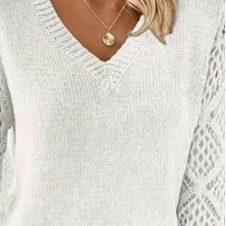 Kadın Uzun Kollu V Yaka Kol Delikli Baklava Desen Detaylı Triko Kazak , 29795 Kadın Uzun Kollu V Yaka Kol Delikli Baklava Desen Detaylı Triko Kazak , 29795