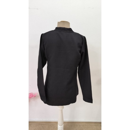 Kadın Uzun Kollu Hakim Yaka önden Düğmeli Kısa Atlas Ceket, 30567