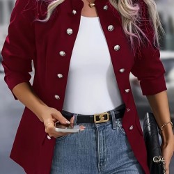 Kadın Uzun Kollu Hakim Yaka önden Düğmeli Kısa Atlas Ceket, 30566 Kadın Uzun Kollu Hakim Yaka önden Düğmeli Kısa Atlas Ceket, 30566